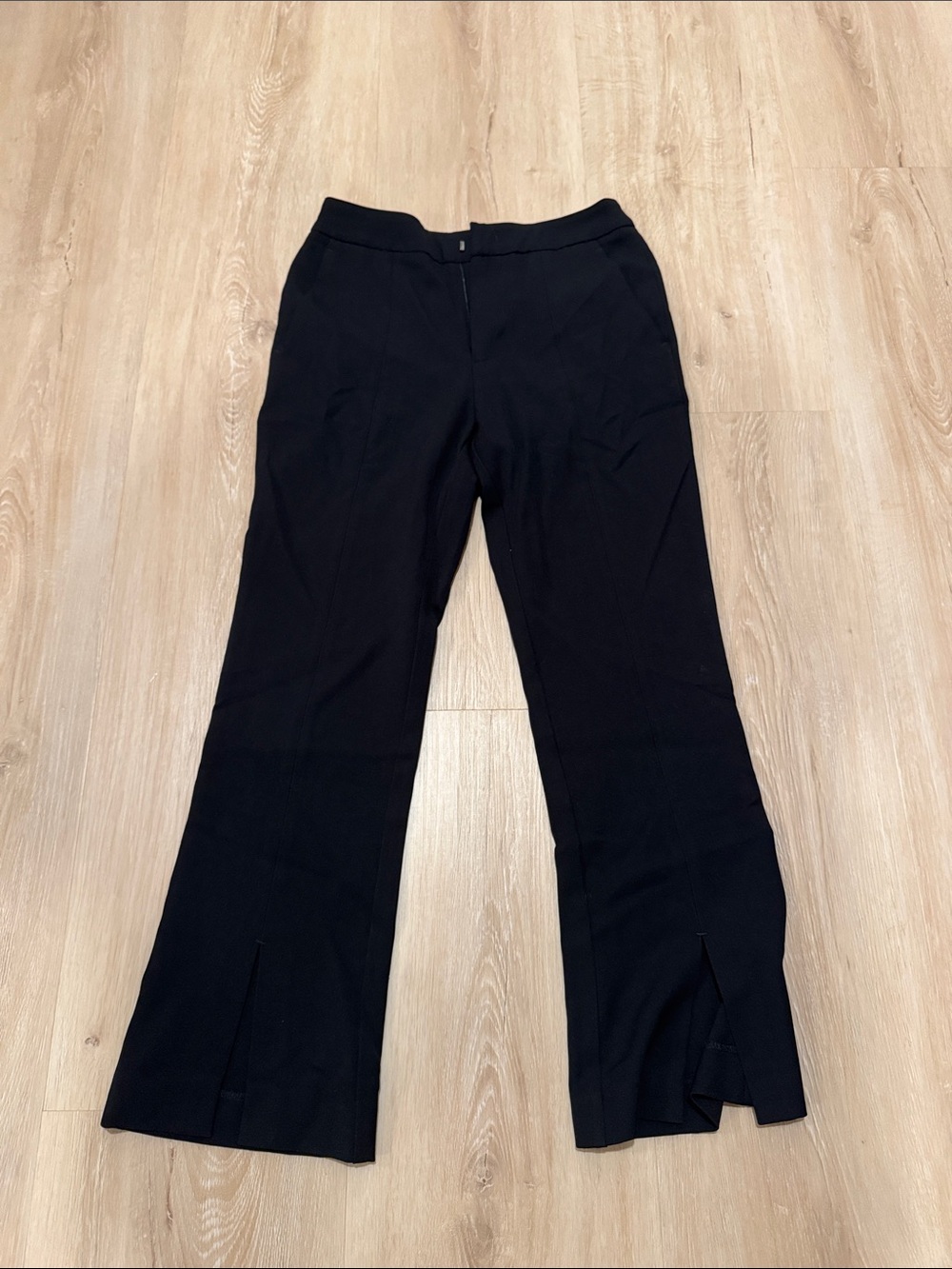 Tibi Black Boot Cut Pants with Front Slits